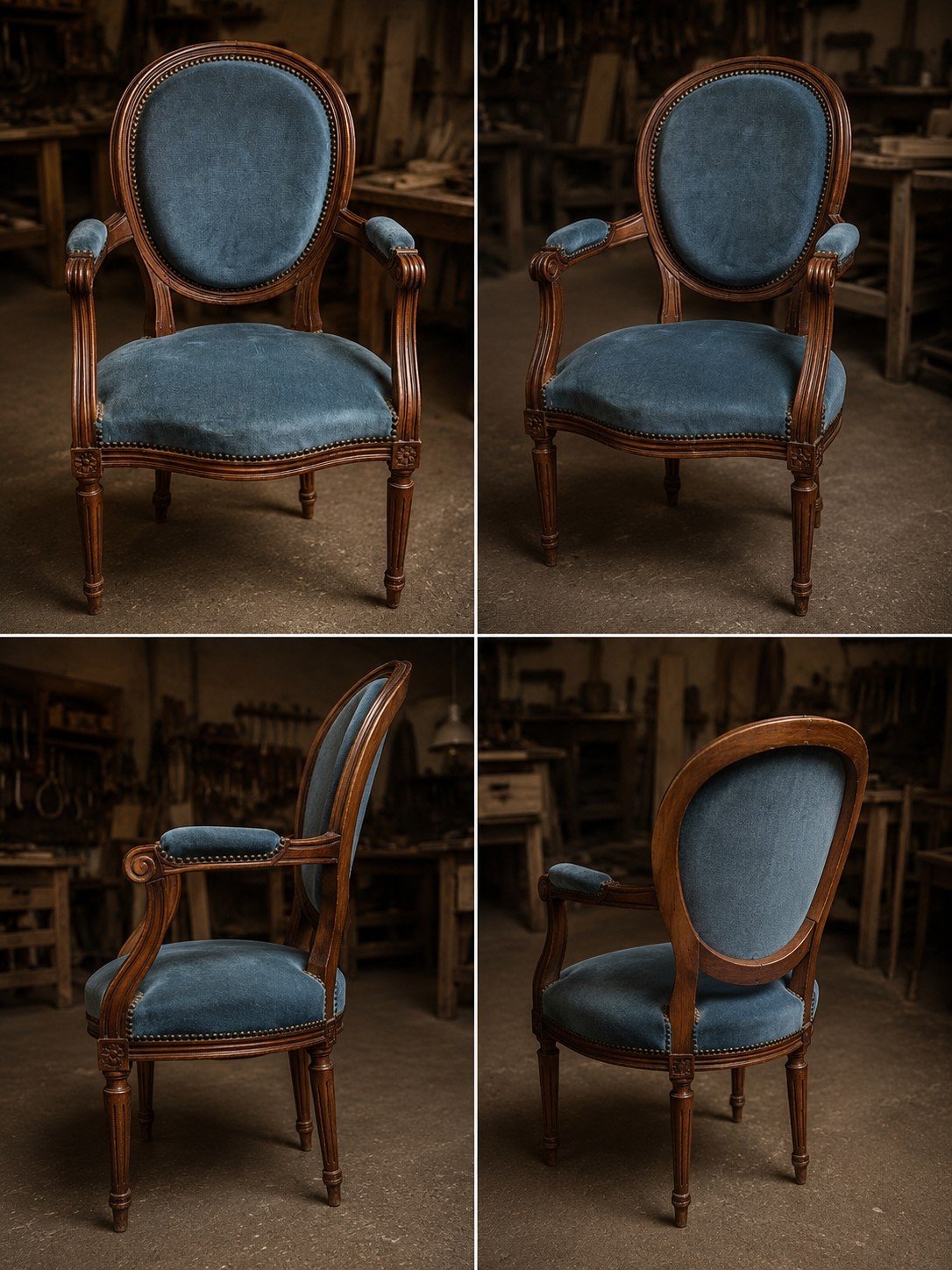 Fauteuil médaillon après restauration